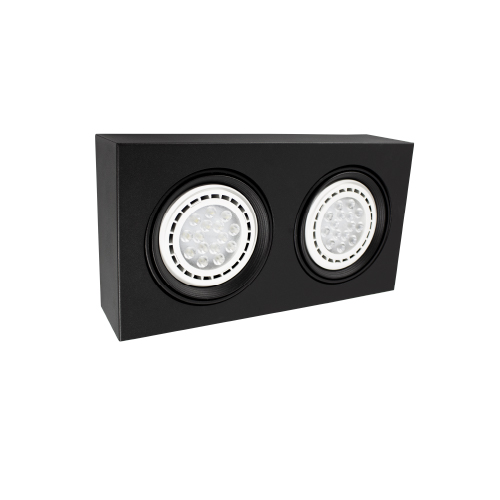 Plafón cardánico para dos luces AR111 negro texturado 37x19x7x10cm